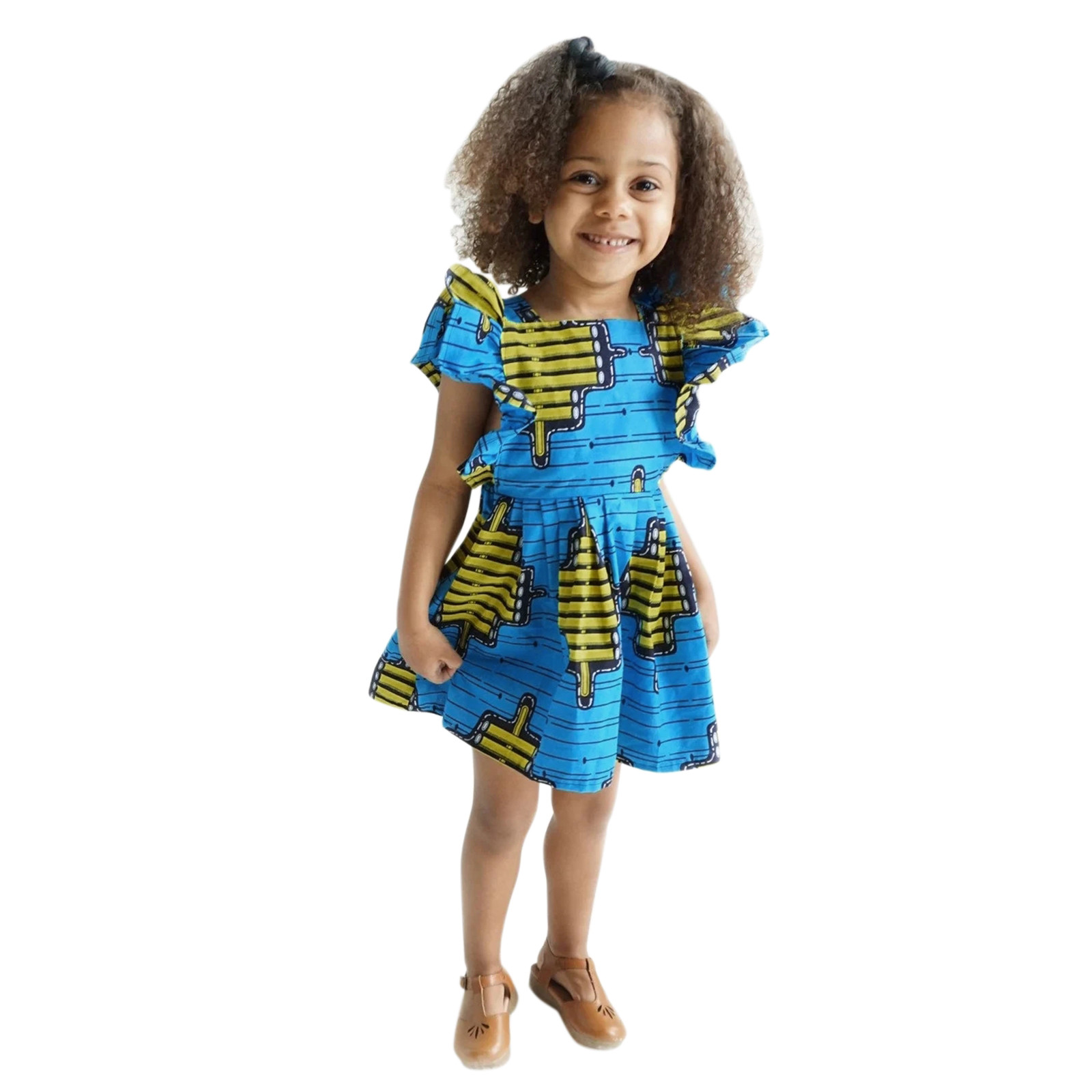 JSCDRPDWL Baby Girl Clothes Toddler Kids Girls African Traditional Style Fly Sleeve Backless Dress Ankara Princess Dresses 1-6Y Baby Clothes for Girls Blue 1-2 Years
